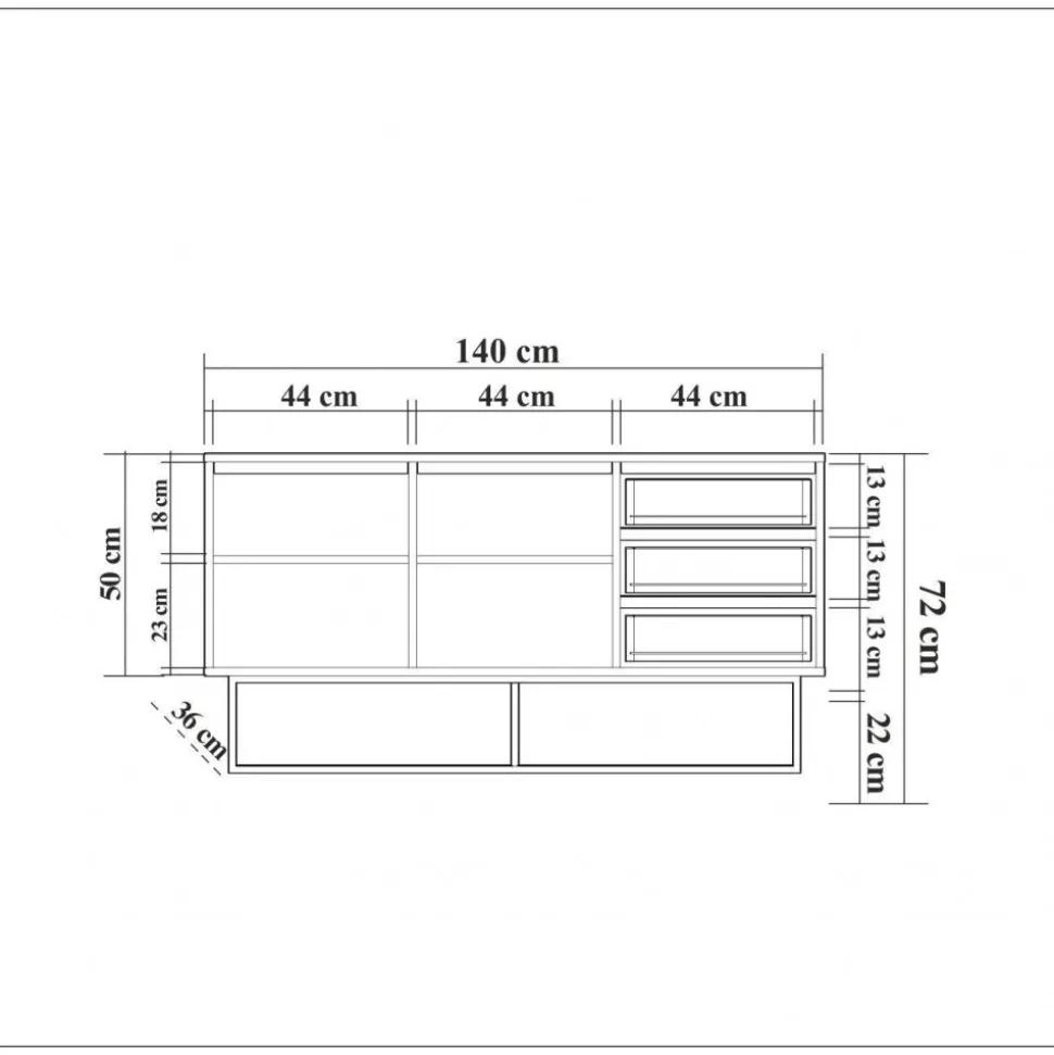 Skänk Ruba i valnöt - 140 cm + Möbeltassar