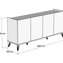Skänk vit 180 cm - Elegant