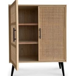 Skåp i rotting med svarta handtag - React + Möbeltassar