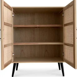 Skåp i rotting med svarta handtag - React + Möbeltassar