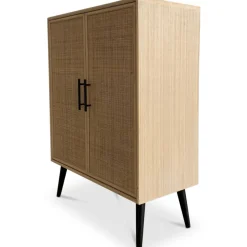 Skåp i rotting med svarta handtag - React + Möbeltassar