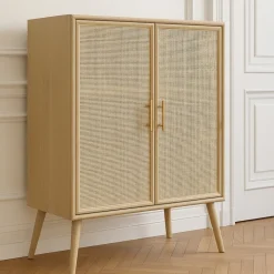 Skåp i trä och natur / rotting - React + Fläckborttagare för möbler