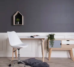 Skrivbord 120x60 cm - Vit/natur