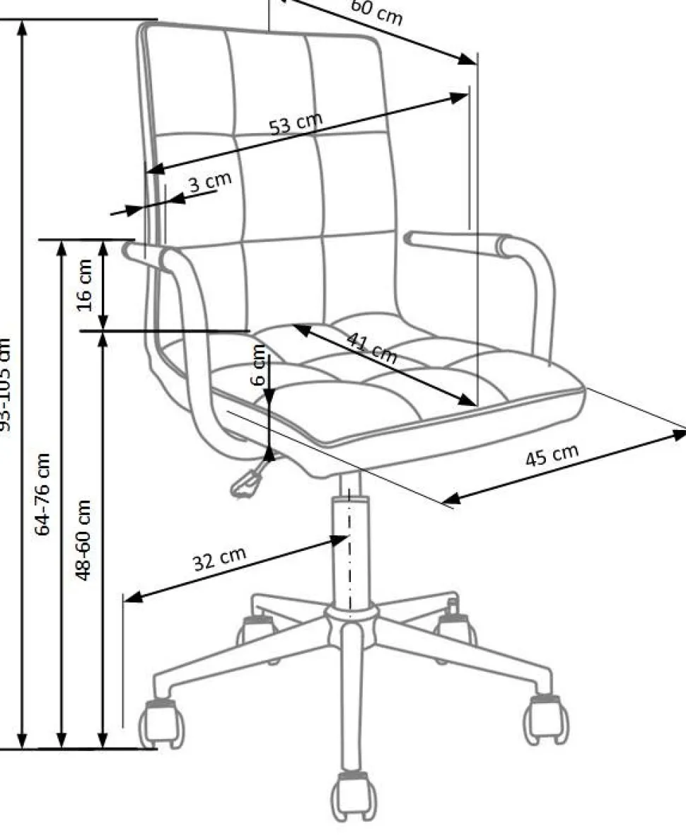 Skrivbordsstol vit PU höj och sänkbar - Regan