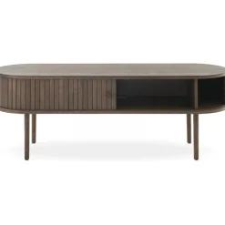 Slide TV-bänk - Brunlackad ek