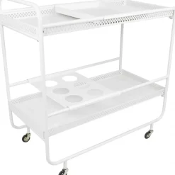 Smilla vit serveringsvagn med flaskhållare