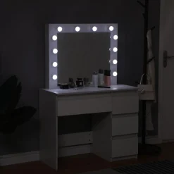 Sminkbord med LED-belysning vit - Giselle