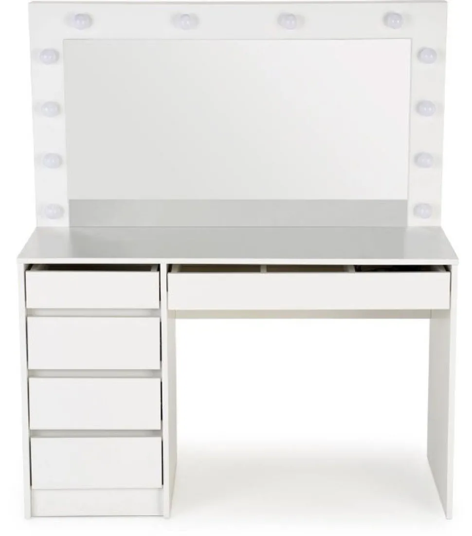 Sminkbord Vit 120 x 55 cm med LED-belysning - Facada + Möbeltassar