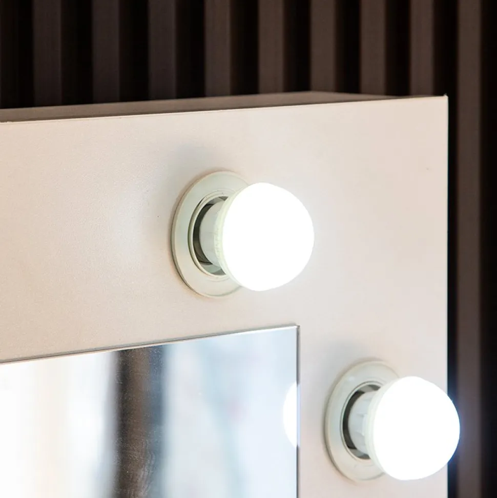 Sminkbord Vit 120 x 55 cm med LED-belysning - Facada + Möbeltassar