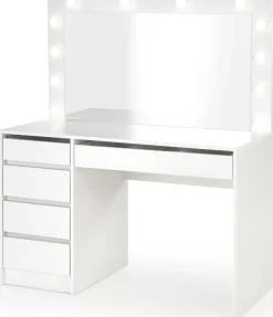 Sminkbord Vit 120 x 55 cm med LED-belysning - Facada + Textilrengöring för möbler