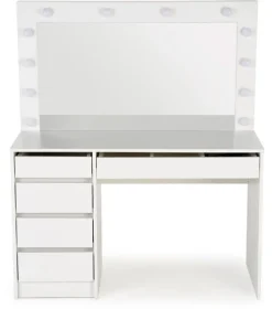 Sminkbord Vit 120 x 55 cm med LED-belysning - Facada + Textilrengöring för möbler