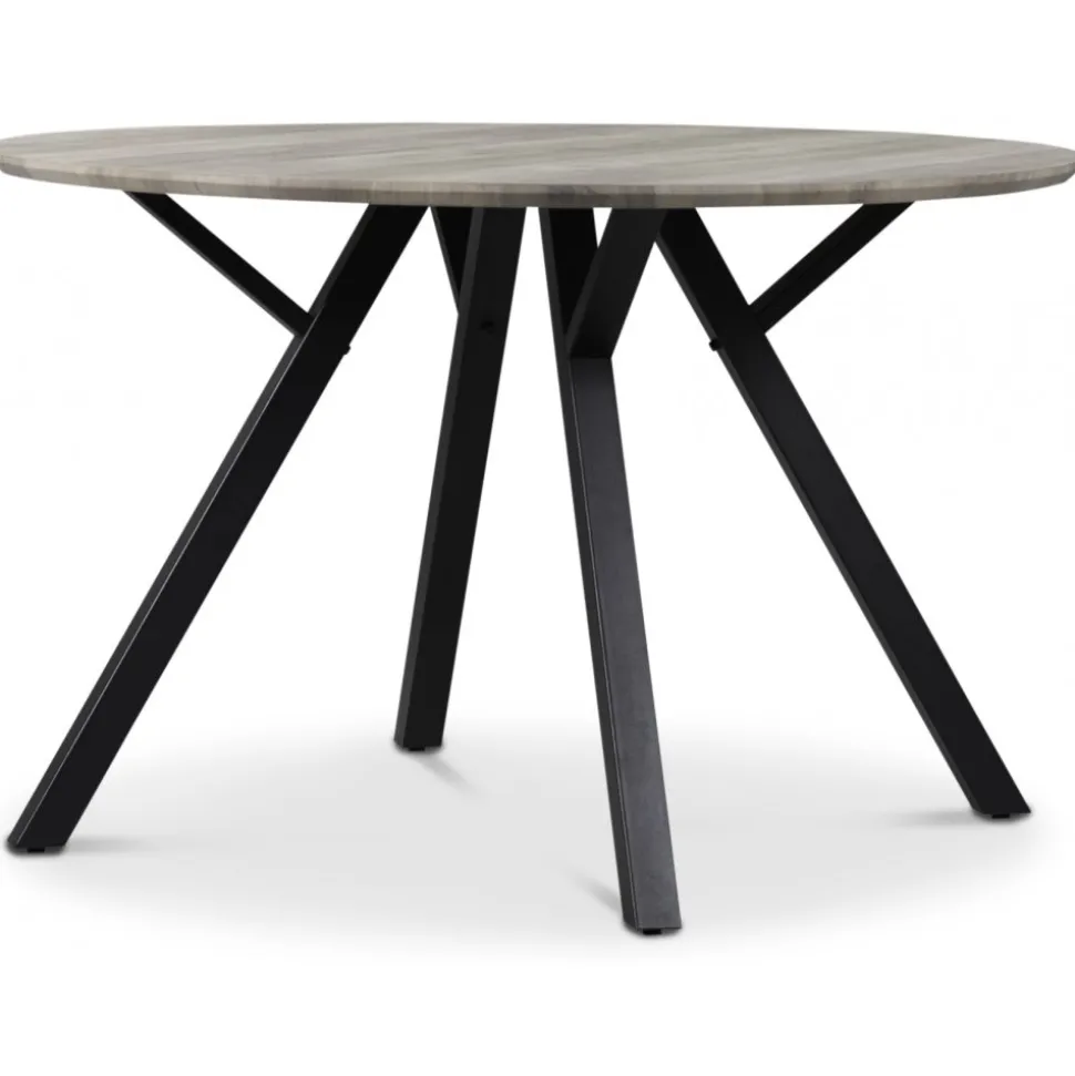 Smokey matgrupp, runt matbord med 4 st Dalsland karmstol - Gråbetsad ek/svart + 3.00 x Möbeltassar