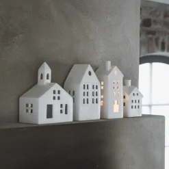 Småstad ljuslykta - Vit