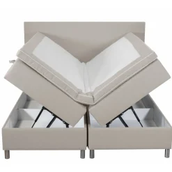 Säng med förvaring beige boxbed 180x200 cm