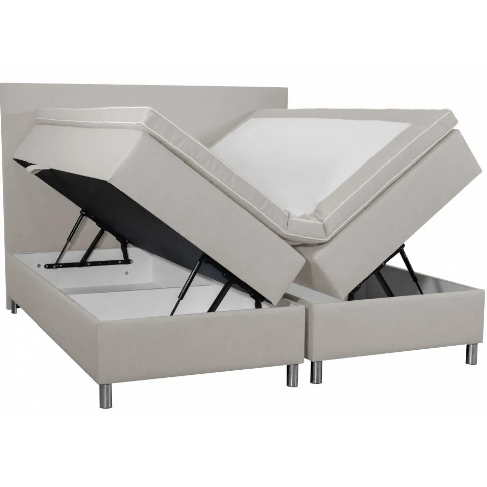 Säng med förvaring beige 160x200 cm