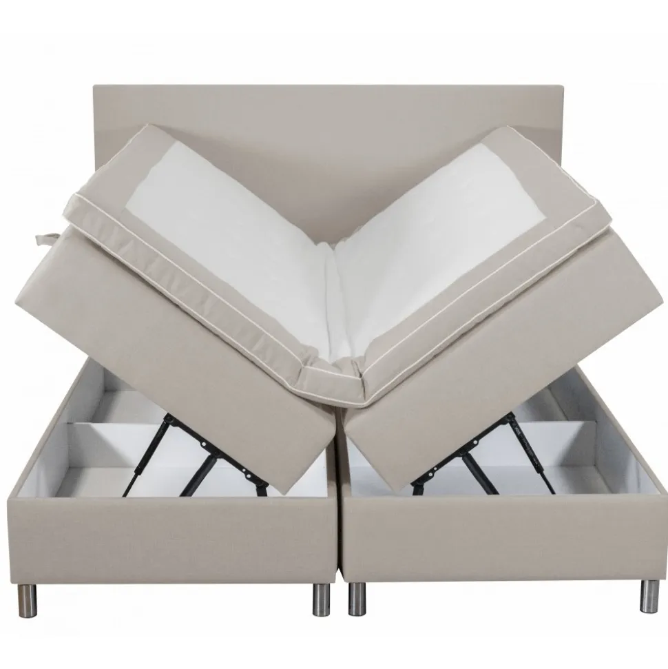 Säng med förvaring beige 160x200 cm