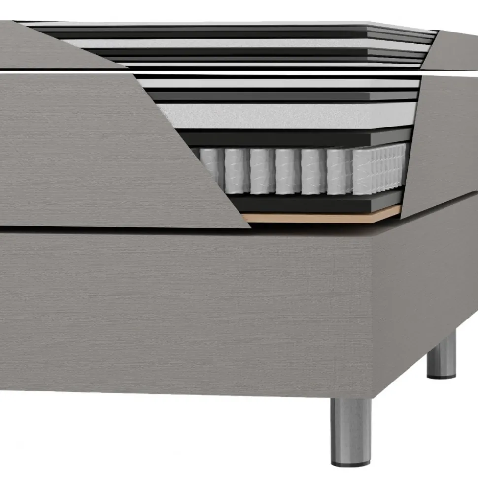 Säng med förvaring beige 160x200 cm