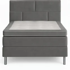 Säng 90x200 cm - Grå sammet - Hilton Deluxe