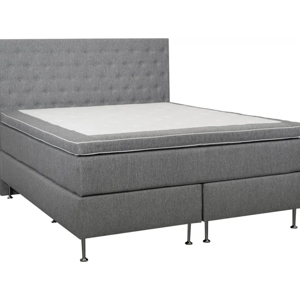 Säng 180x200 cm grå pocket 5 zoner