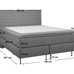 Säng 160x200 cm grå pocket 5 zoner