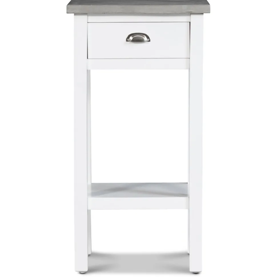 Sängbord 75 cm högt vitt cement topp + Fläckborttagare för möbler