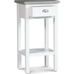 Sängbord 75 cm högt vitt cement topp + Möbeltassar