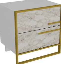 Sängbord - Guld/vit