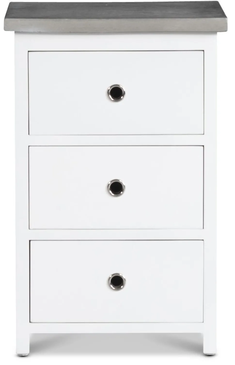 Sängbord med 3 låda - Vit/cement