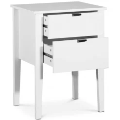 Sängbord med två lådor vit - Sunderland + Möbeltassar