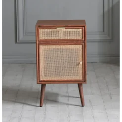 Sängbord valnöt/rotting 71 cm högt + Textilrengöring för möbler