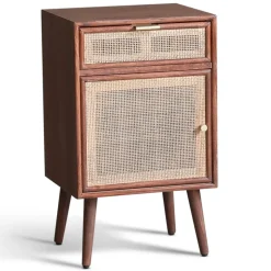 Sängbord valnöt/rotting 71 cm högt + Textilrengöring för möbler