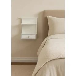 Sängbord vägghängt vitt - Linnea + Fläckborttagare för möbler