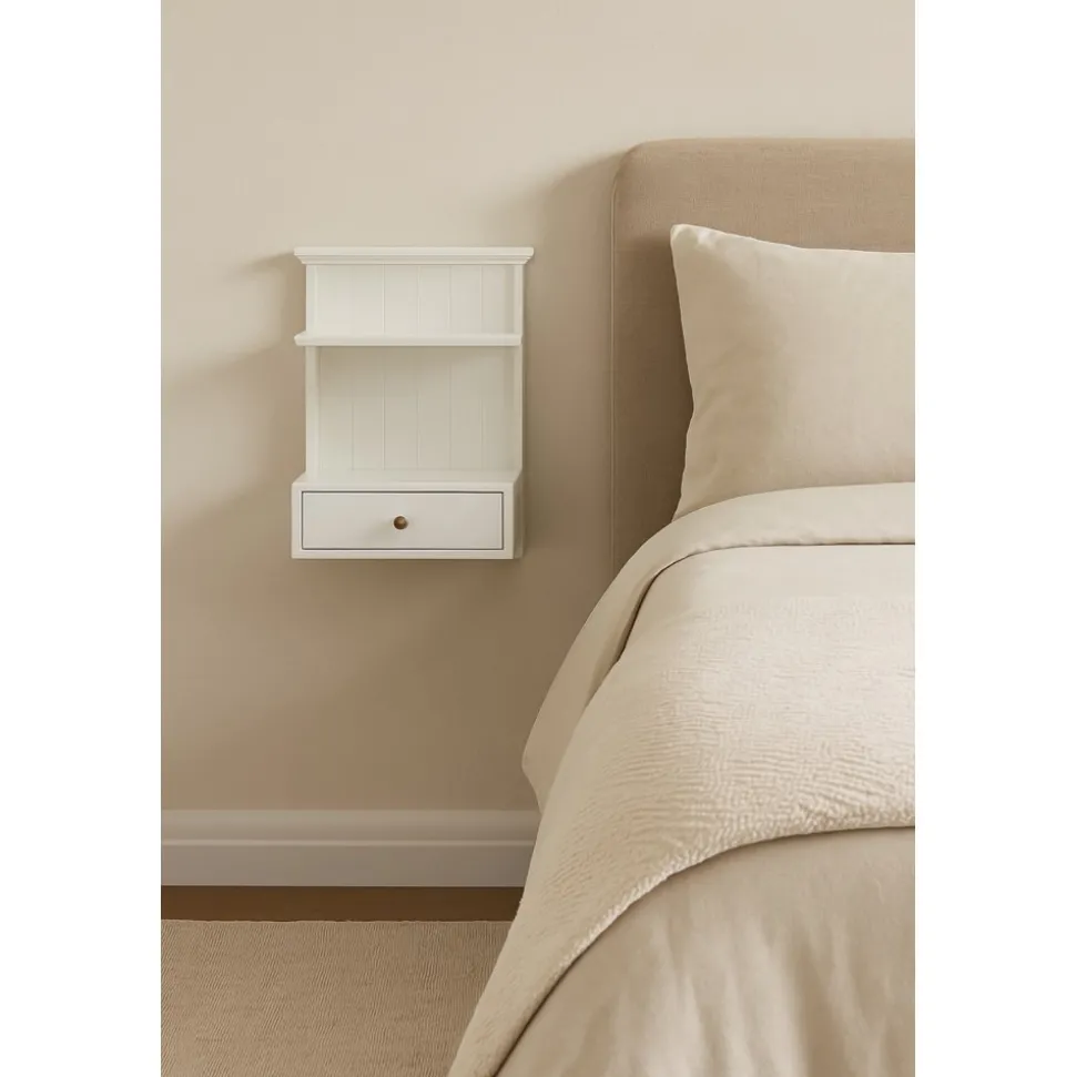 Sängbord vägghängt vitt - Linnea + Fläckborttagare för möbler