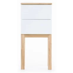 Sängbord vit med ek 75 cm