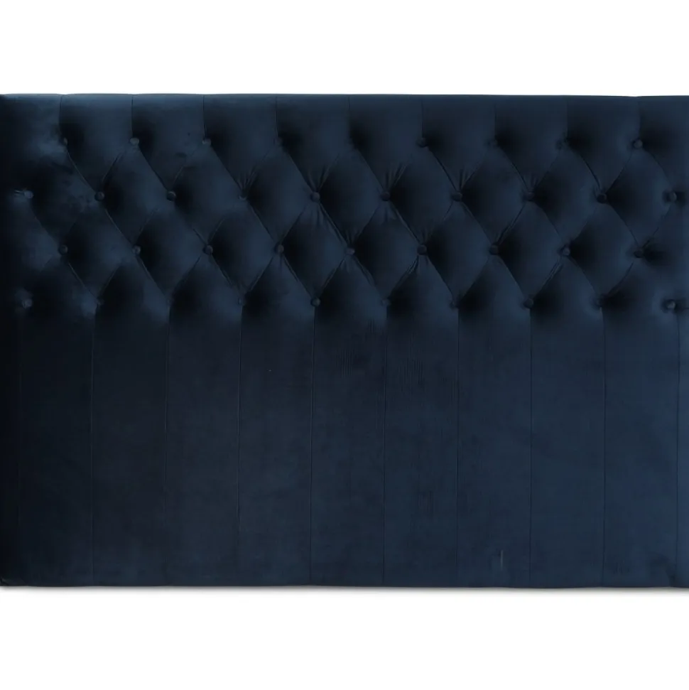 Sänggavel med knappar blå sammet - Valfri bredd + Textilrengöring för möbler