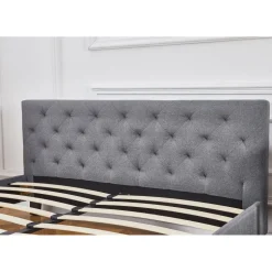 Sängram inklusive sänggavel 160 x 200 cm - Grå + Textilrengöring för möbler