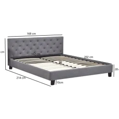 Sängram inklusive sänggavel 160 x 200 cm - Grå + Textilrengöring för möbler