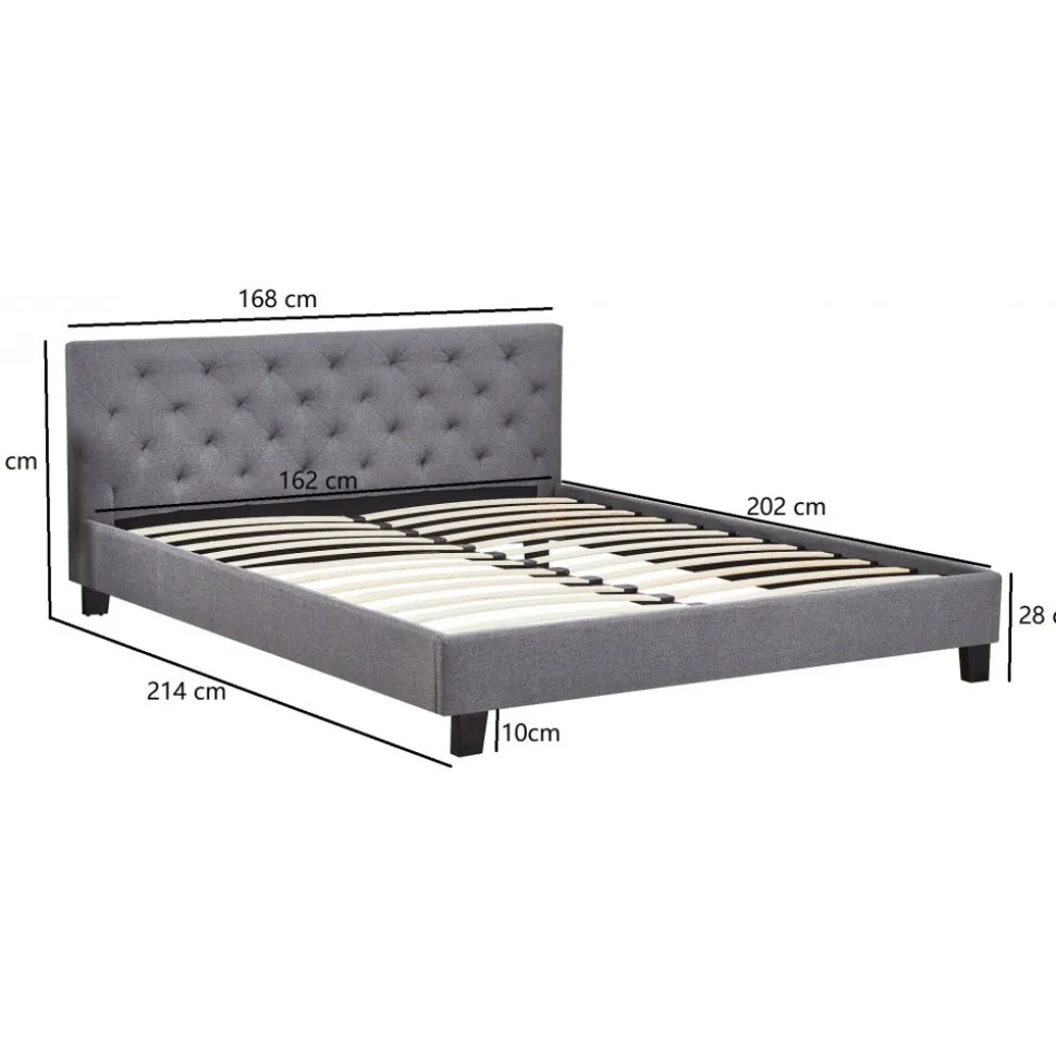 Sängram inklusive sänggavel 160 x 200 cm - Grå + Textilrengöring för möbler