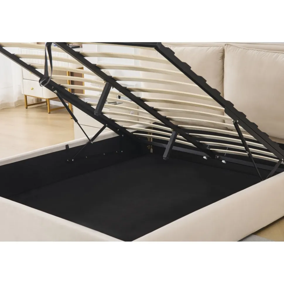 Sängram lyx 160 x 200 cm - Beige