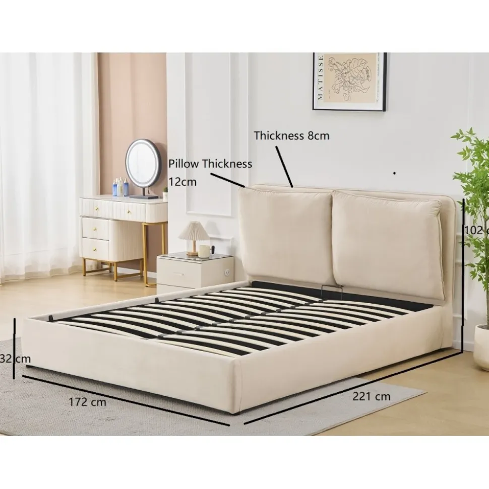 Sängram lyx 160 x 200 cm - Beige