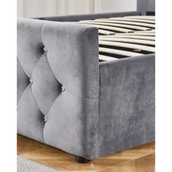 Sängram med förvaring 160 x 200 cm - Grå sammet - Dubai