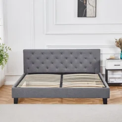 Sängram med sänggavel 180 x 200 cm - Grå + Textilrengöring för möbler