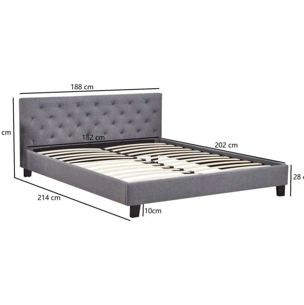 Sängram med sänggavel 180 x 200 cm - Grå + Textilrengöring för möbler