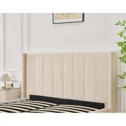 Sängram med sänggavel och förvaring 180 x 200 cm - Beige - Bianca