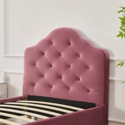 Sängram rosa sammet - 90 x 200 cm