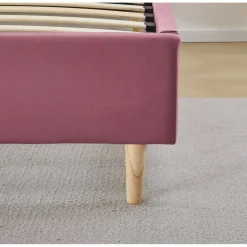 Sängram rosa sammet - 90 x 200 cm