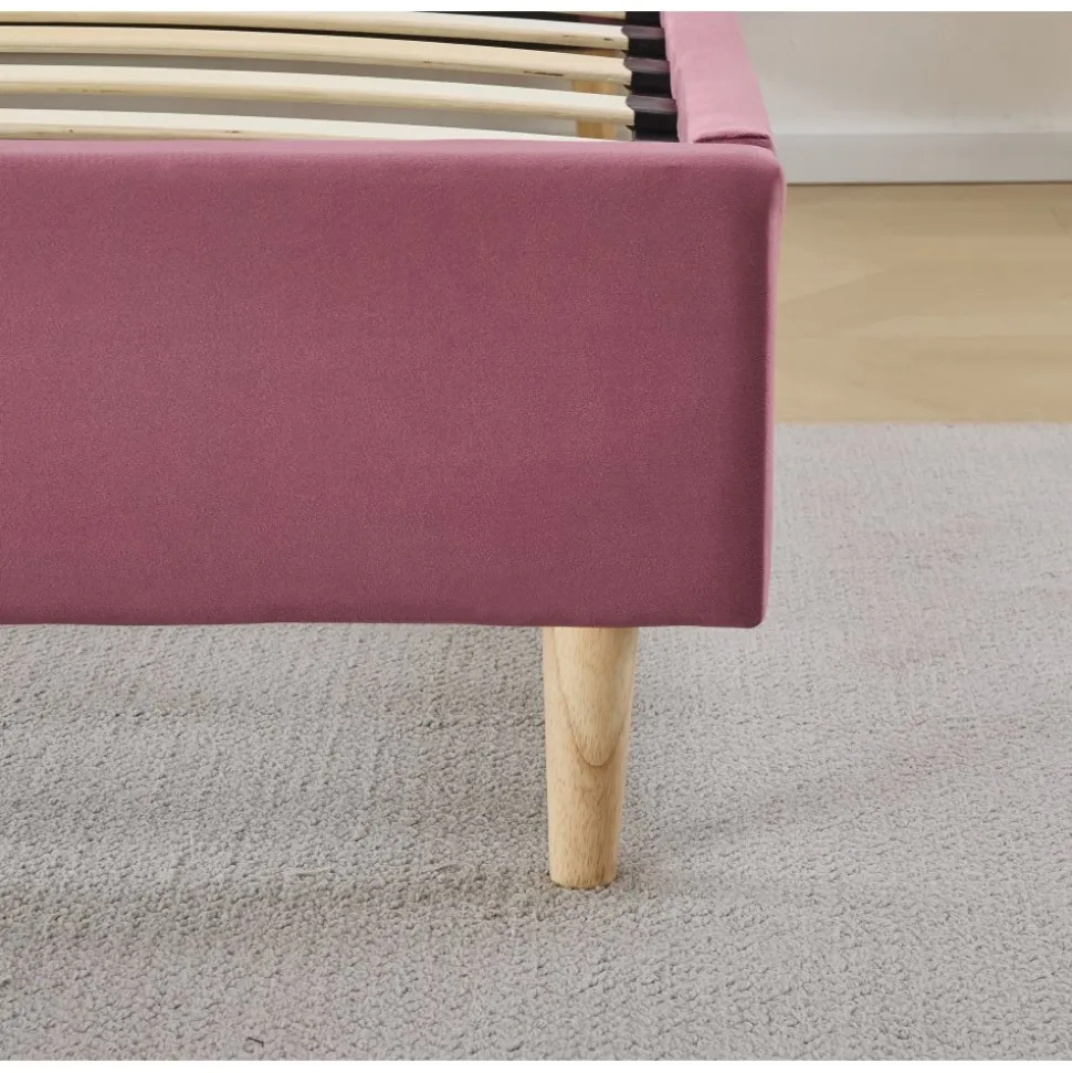 Sängram rosa sammet - 90 x 200 cm
