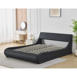 Sängram svart konstläder 160 x 200 cm