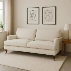 Soffa 210 cm bred Howard Watford Deluxe i bouclé + Textilrengöring för möbler