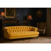 Soffa 235 cm bred i gul sammet chesterfield